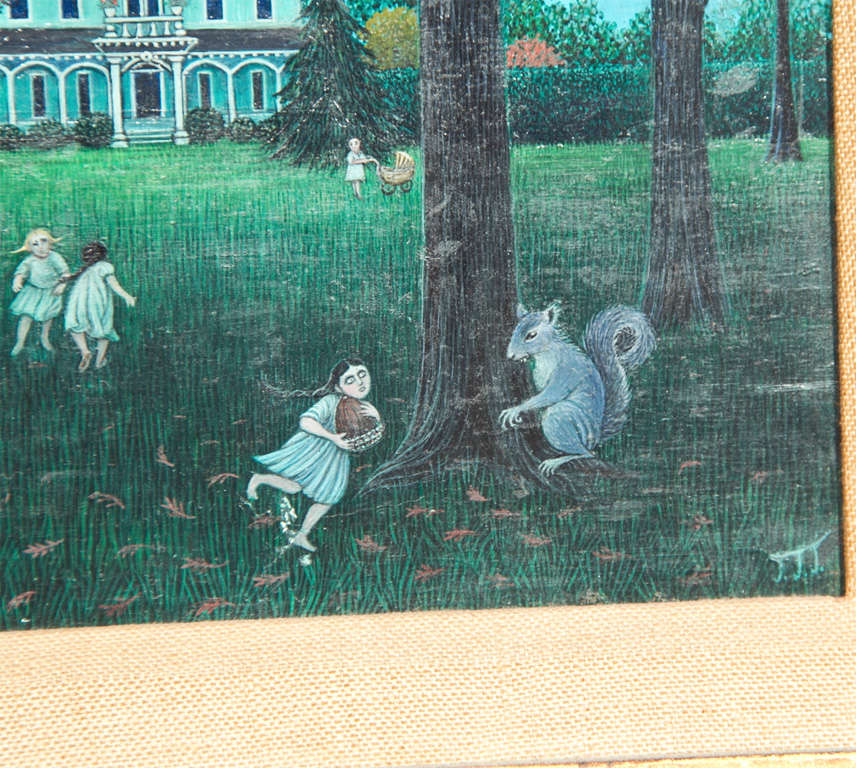 Mid-20th Century Oil  Painting  Autumn  Games  By  Jean  Jones Jackson