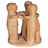 Vintage Aztec  Clay  Pottery  Sculpture  Children