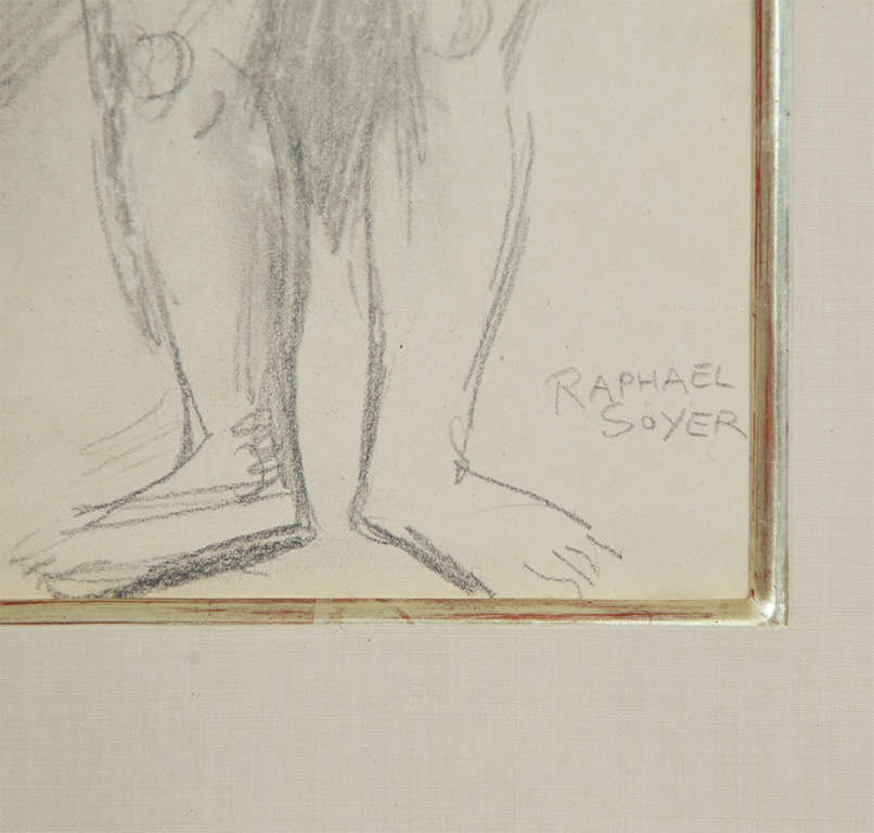 Late 20th Century Signed  Pencil  Drawing by Raphael Soyer For Sale