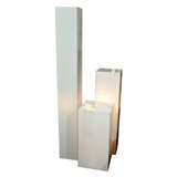 SET  OF  3  WHITE  LIGHTED  PLEXIGLASS  LIGHTED  COLUMNS