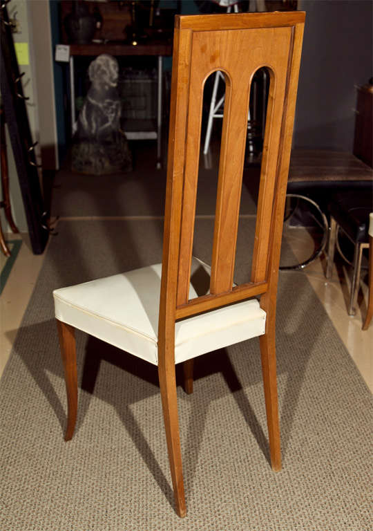 Walnut Set of Eight Italian Post-Modern Dining Chairs For Sale