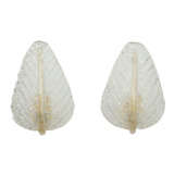 Pair of Barovier and Toso Crystal Leaf Sconces