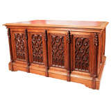 Ornate Gothic Style Leather Top Writing Desk