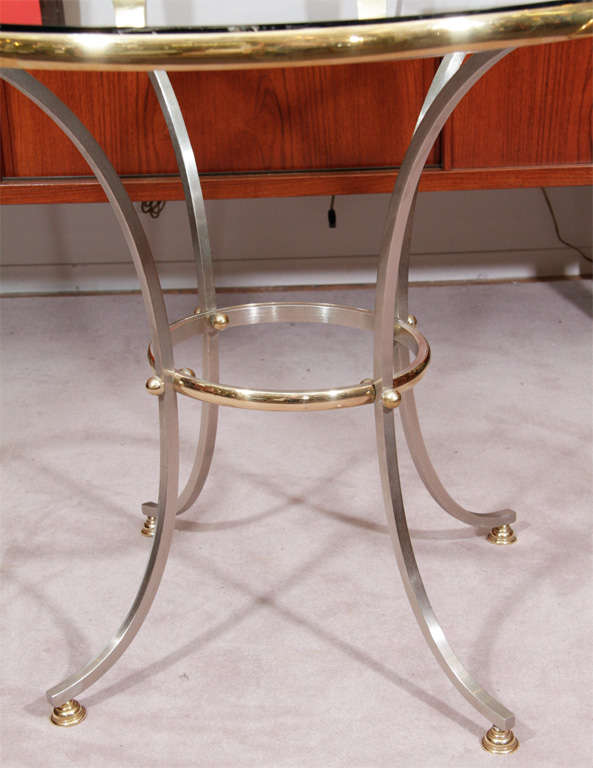 20th Century Mid Century Maison Jansen Brass and Steel Glass Top Table