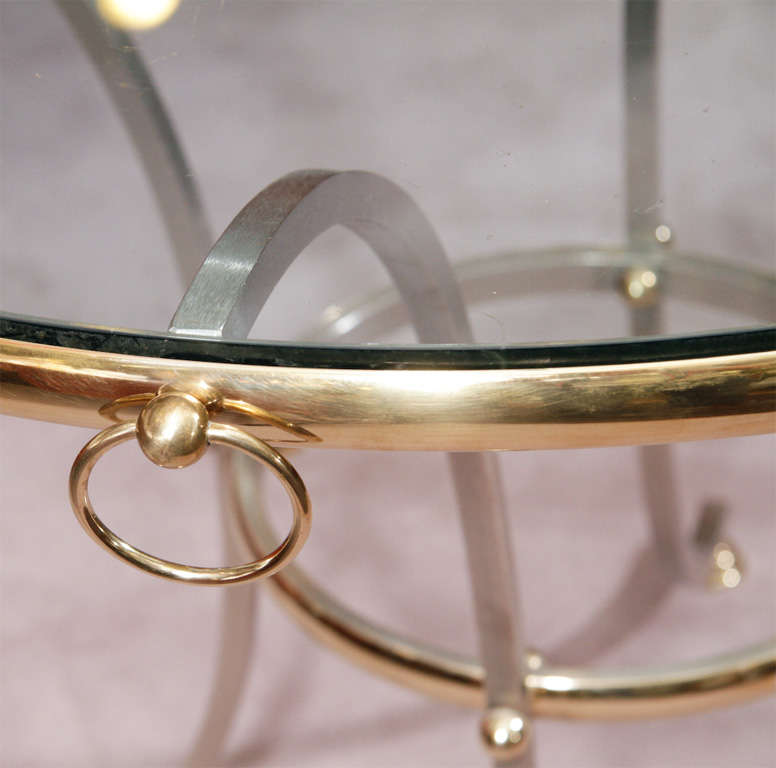 Mid Century Maison Jansen Brass and Steel Glass Top Table 3