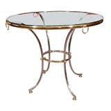 Mid Century Maison Jansen Brass and Steel Glass Top Table