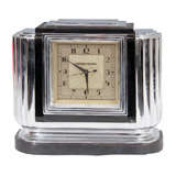 Art Deco Chrome and Bakelite Table Top Clock by Manning - Bowman