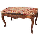19th Century Walnut Bench with Petit Point Upholstery
