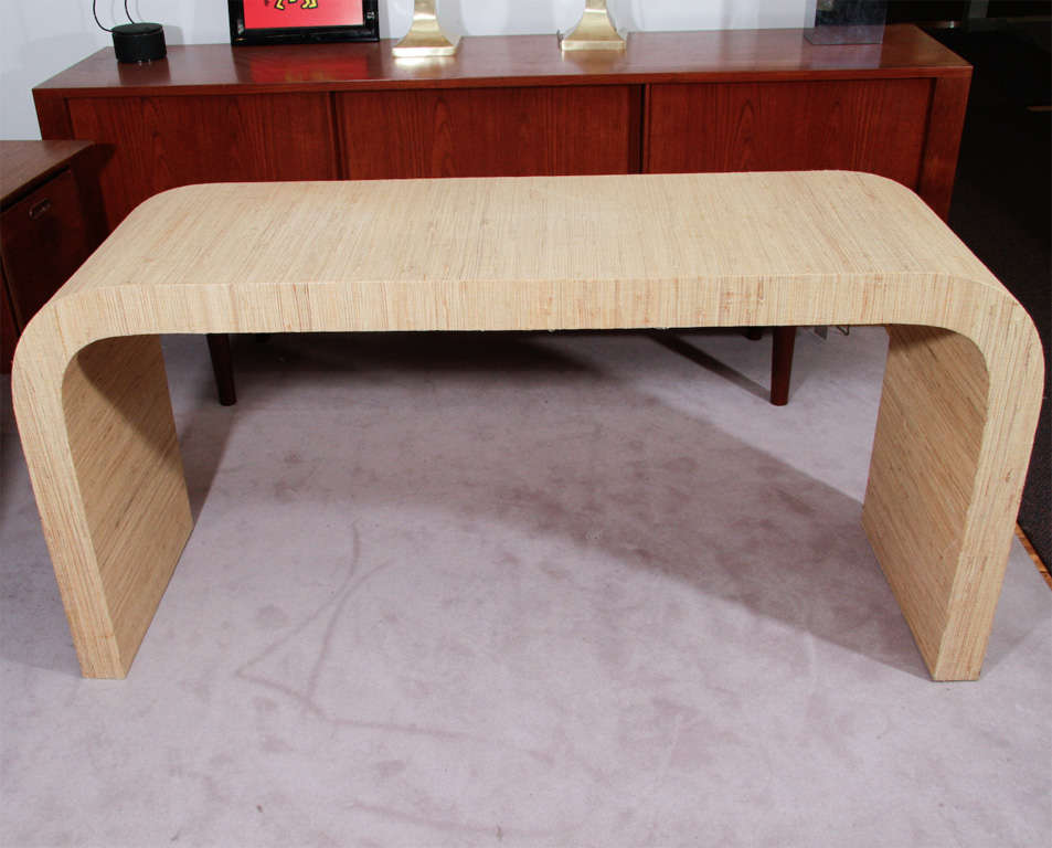 Mid Century Grasscloth Arched Console Table at 1stDibs | arched entry ...