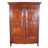 Carved and Stained Louis XV Provencal Oak Armoire with Drawer