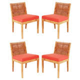Set of 4 Vintage Bielecky Rattan Chairs Provenance:Albert Hadley