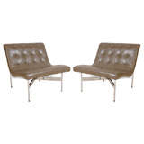 Pair of Gray Leather Laverne Chairs