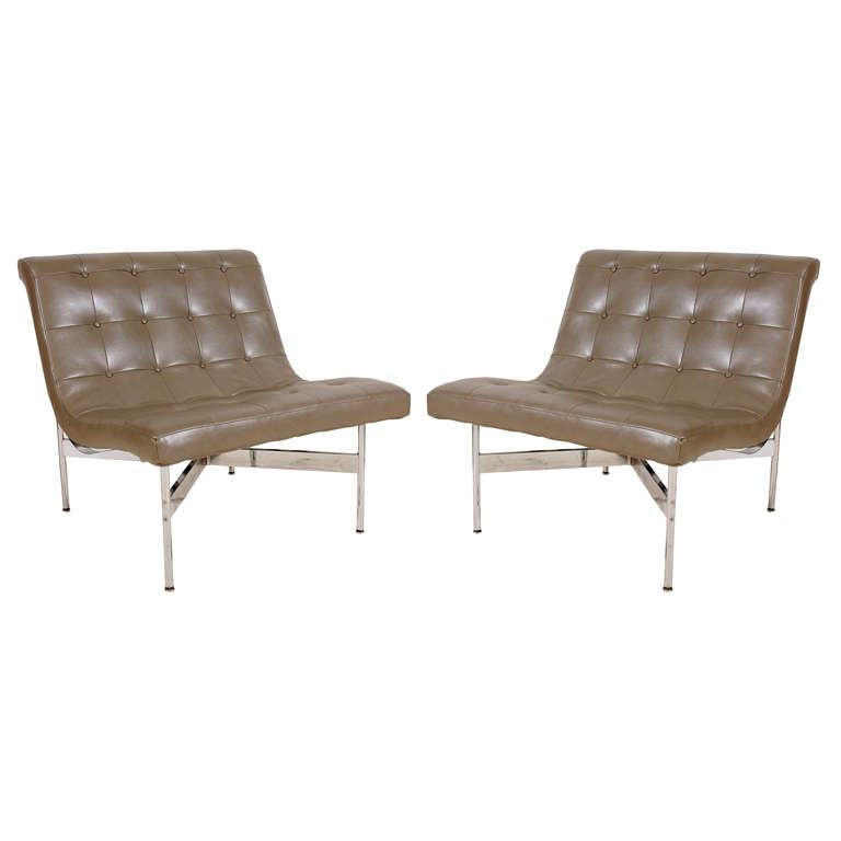 Pair of Gray Leather Laverne Chairs