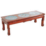 "Chinese" Walnut Low table with Cloisonne Detail