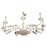 Carved and Painted Plaster, Wood and Metal 10 Light Chandelier