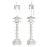 Pair of White Matte Lacquer Painted "Draper" Lamps