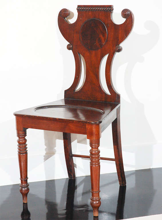 20th Century Late Regency Mahogany Hall Chair