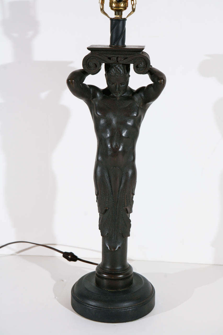 American Two, Atlantid-Style Figural Lamps For Sale