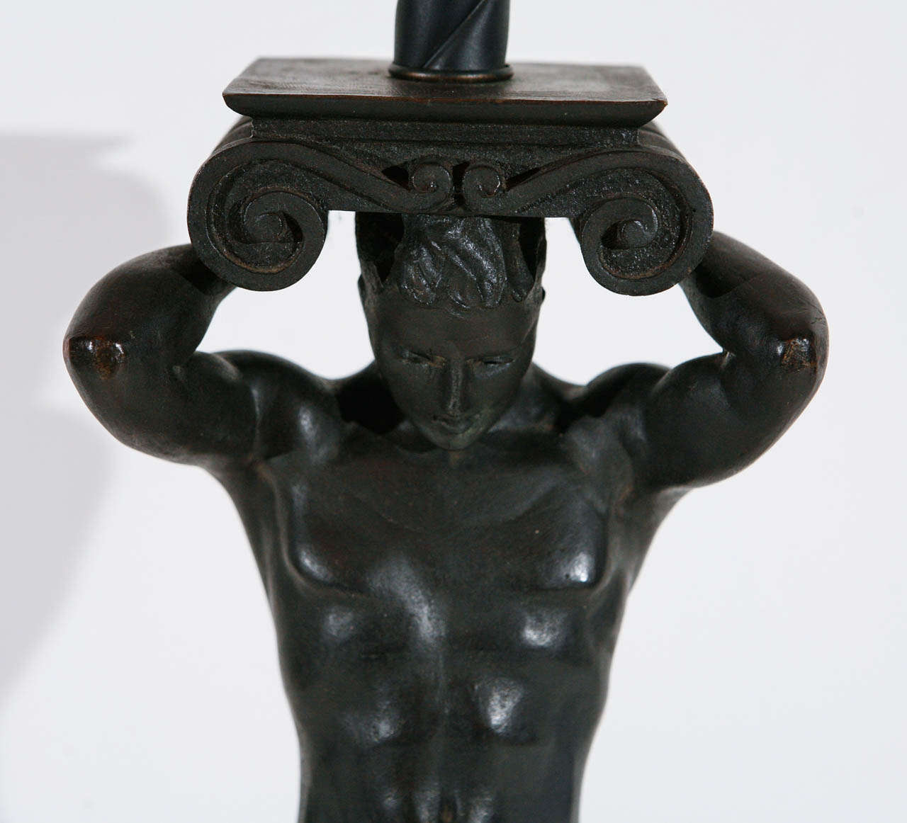 Cast Two, Atlantid-Style Figural Lamps For Sale