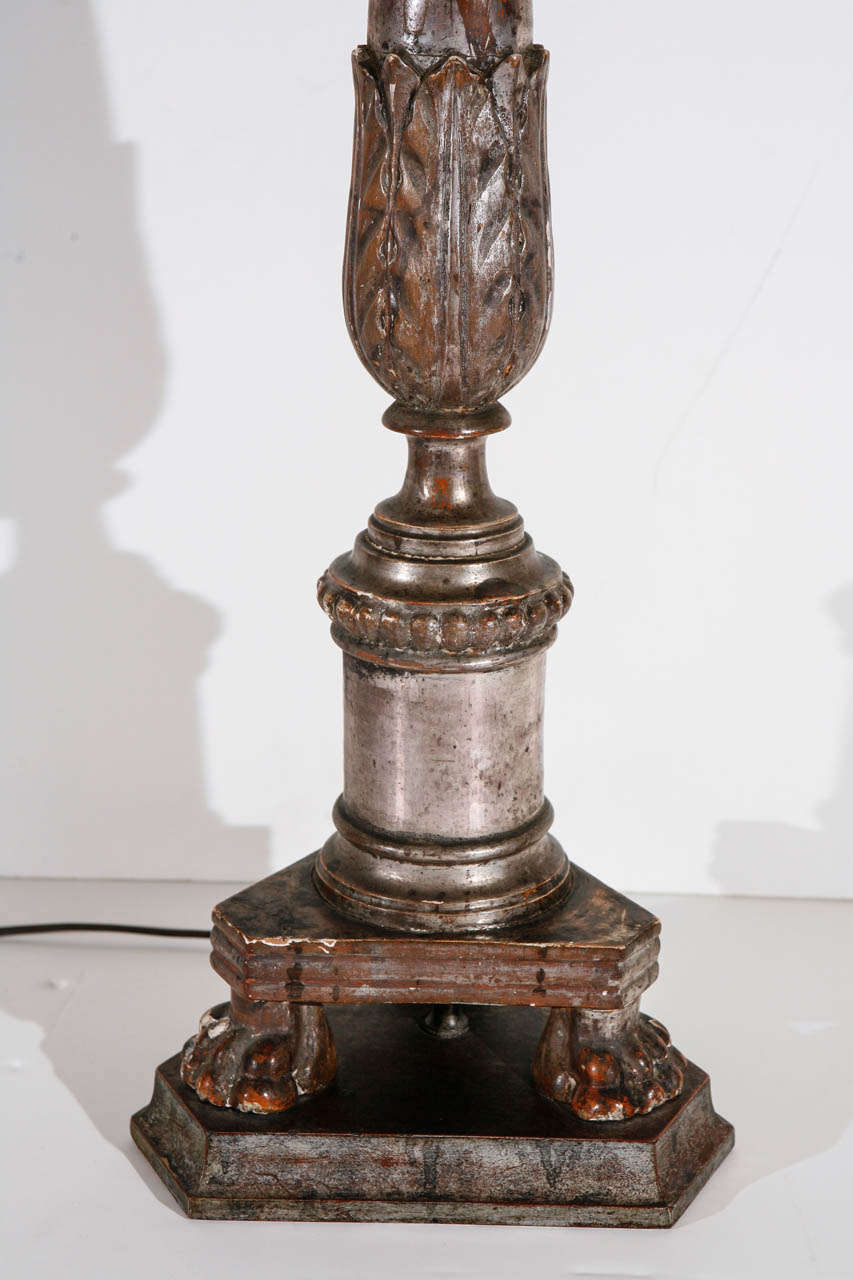 Italian Silver Gilt Candlestick Lamps For Sale at 1stDibs silver