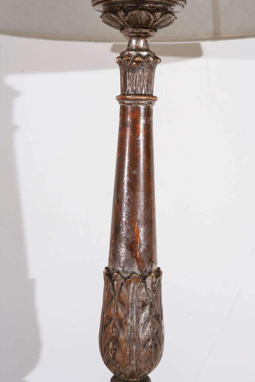 Italian Silver Gilt Candlestick Lamps For Sale at 1stDibs silver