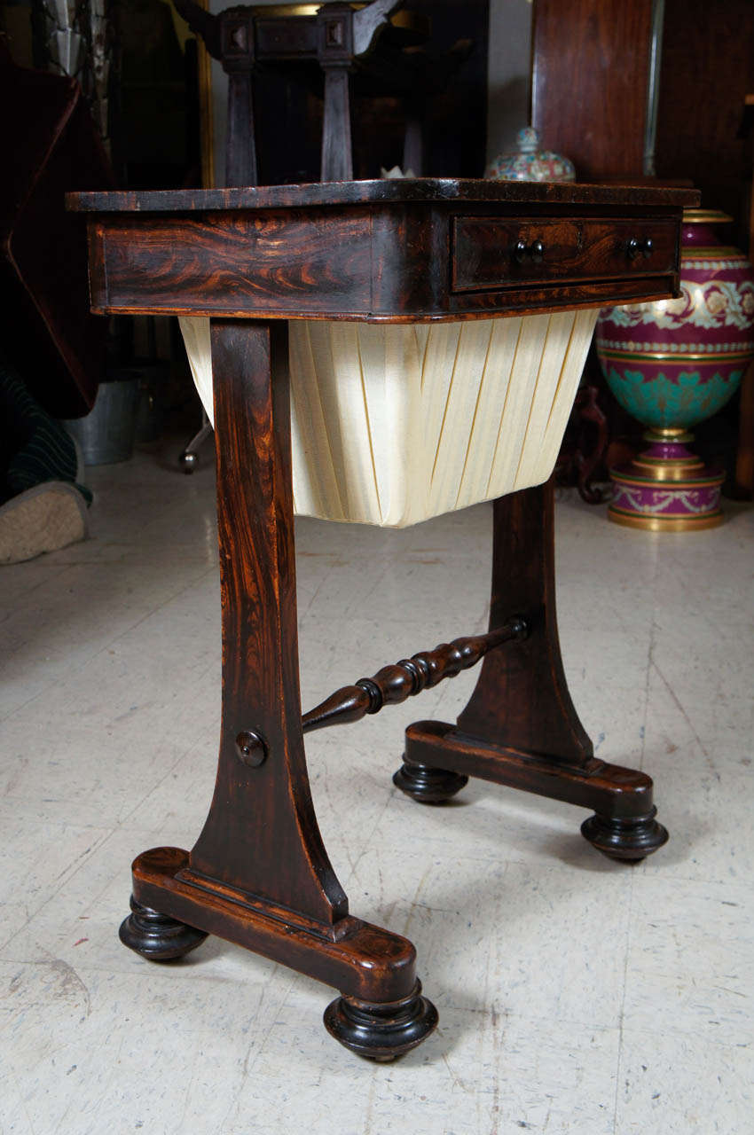 Fabric Regency Period Rosewood Grained Work Table For Sale