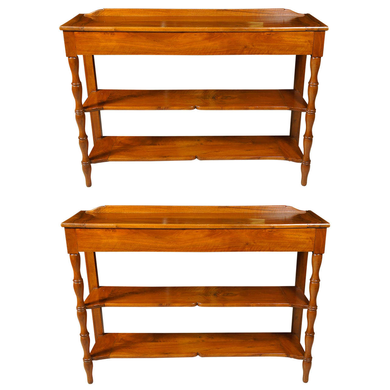  Pair of 19th Century French Fruit-wood Console Etageres