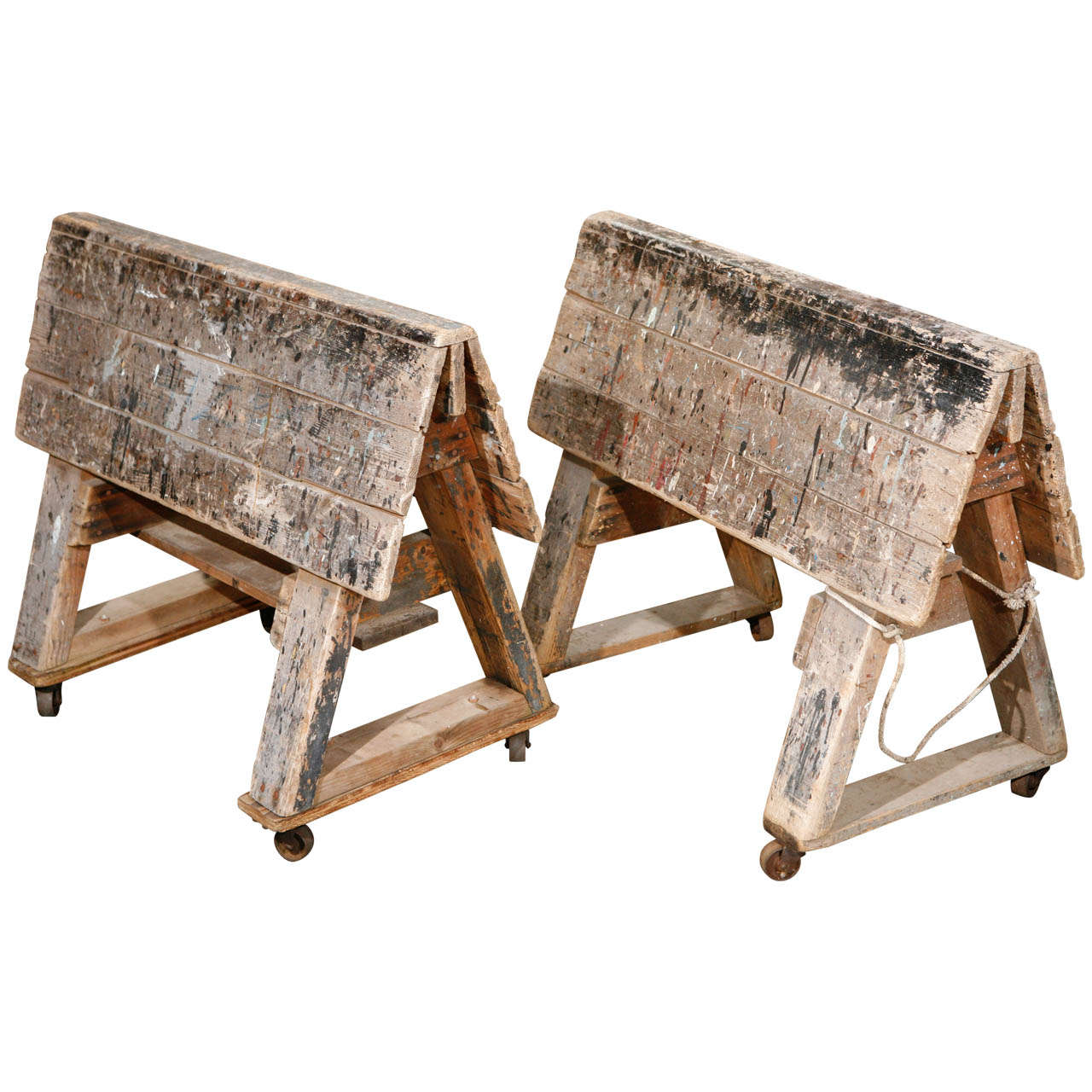 Antique Saw Horses Table Base, circa 1900