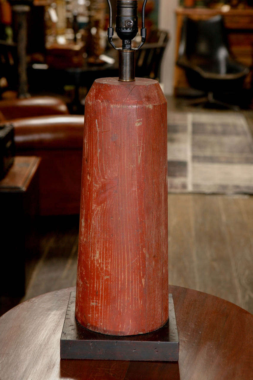 Wooden Foundry Element as a Lamp, circa 1880 In Good Condition In Los Angeles, CA