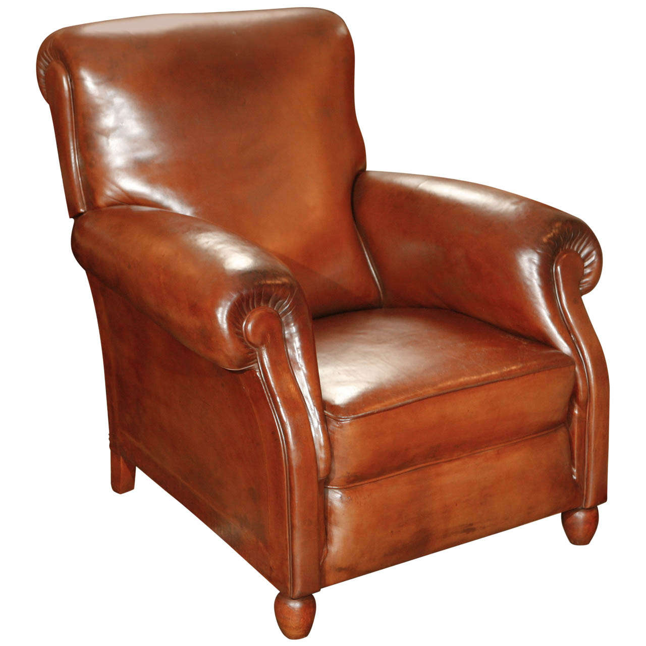 French MidCentury Leather Armchair at 1stDibs