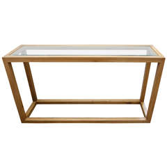 Glass and Oak Console Table