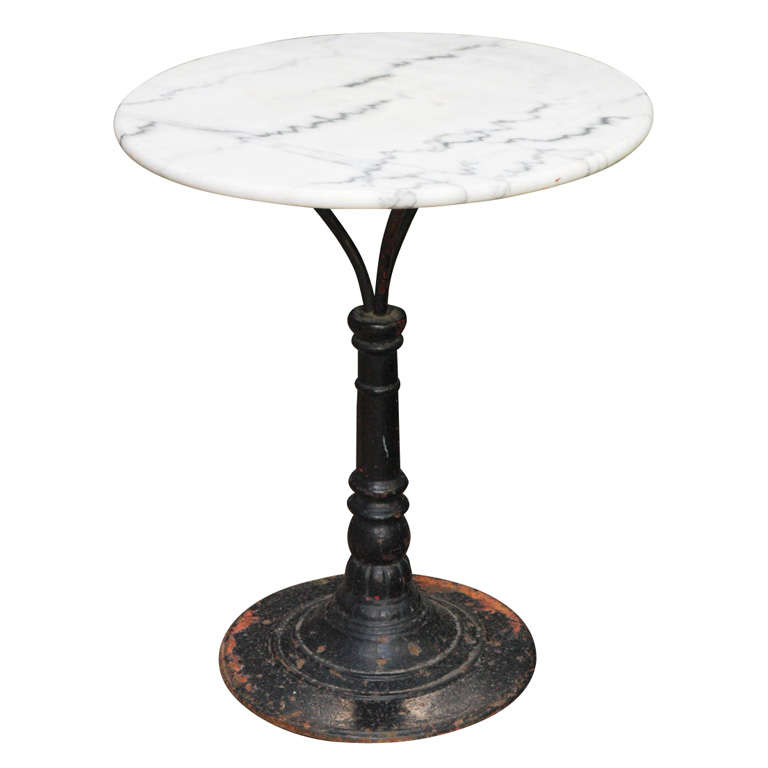French Belle Epoque Cast Iron Bistro Table with Marble Top