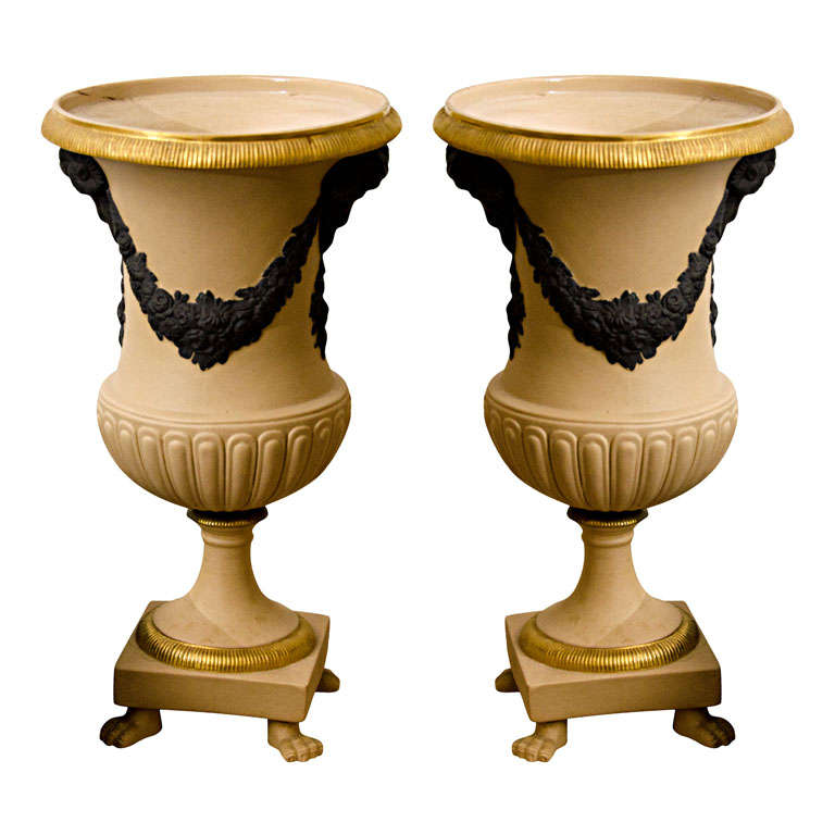 Pair of Neoclassical Pottery Urns