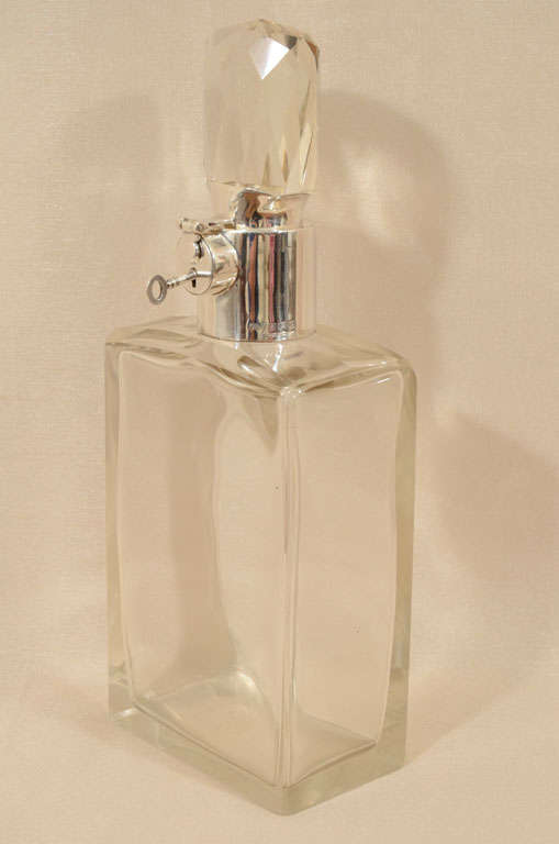 English Sterling Silver and Crystal Locking Decanter