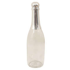 English Sterling Silver and Crystal Champagne Bottle Decanter