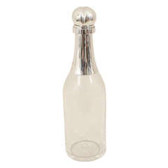 English Sterling Silver & Crystal Champagne Half-Bottle Decanter