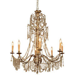  Genovese Giltwood Iron and Crystal Chandelier