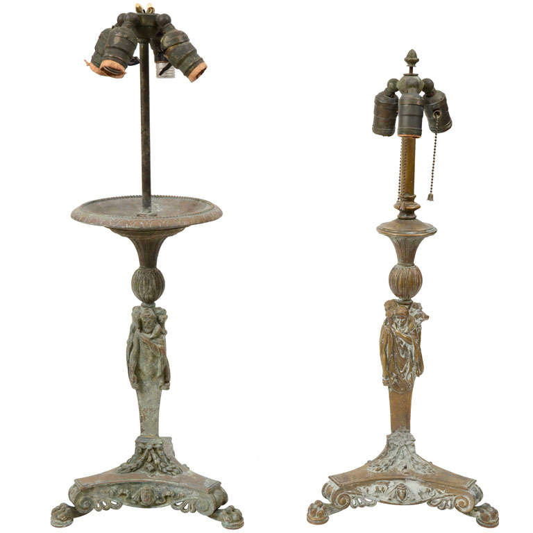 Pair of  E. F. Caldwell Bronze Lamps For Sale