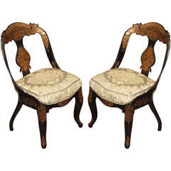 Pr Of Early Papier Mache Chairs