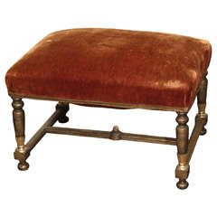 Gilt Wood Ottoman With Original Alpaca Upholstery