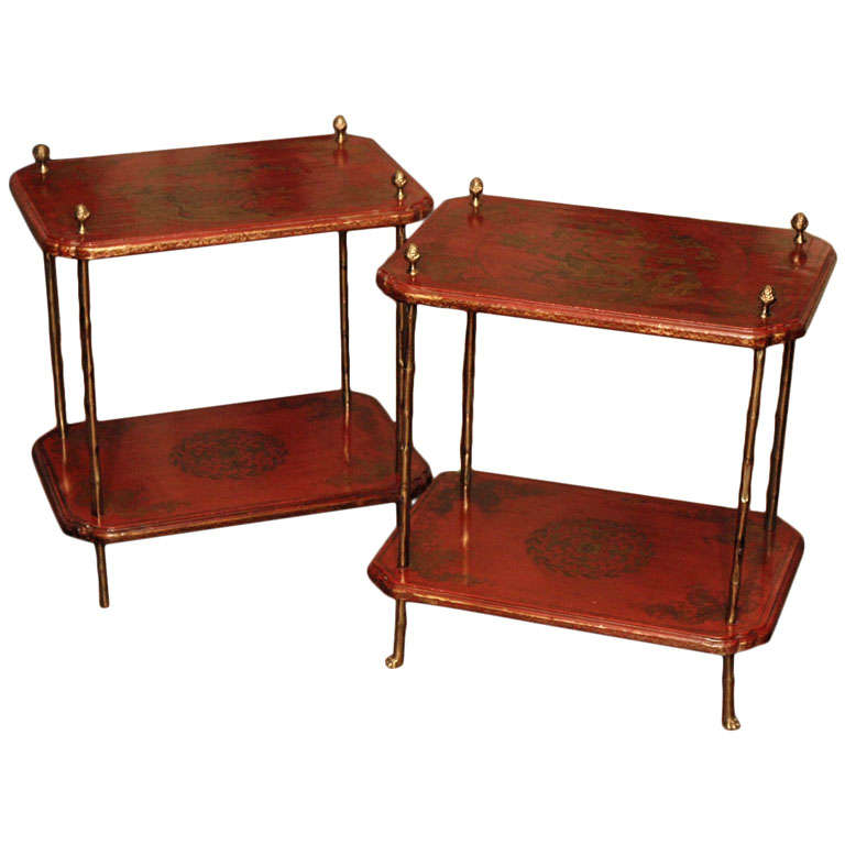 Pr Lacquered Side Tables For Sale