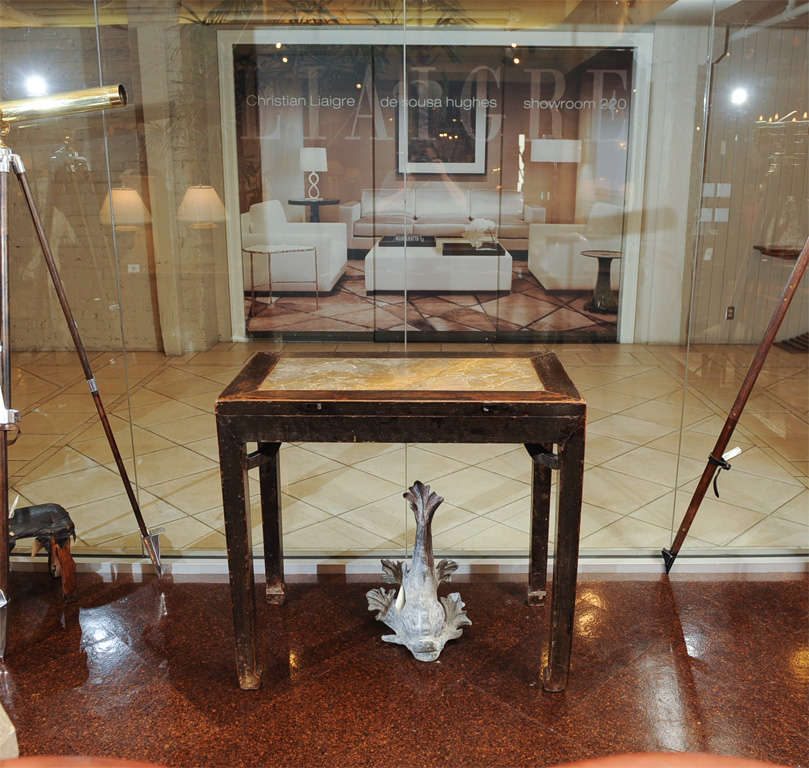 Chinese Lacquered Elm and Stone Wine Table, Shanxi Province, circa 1720