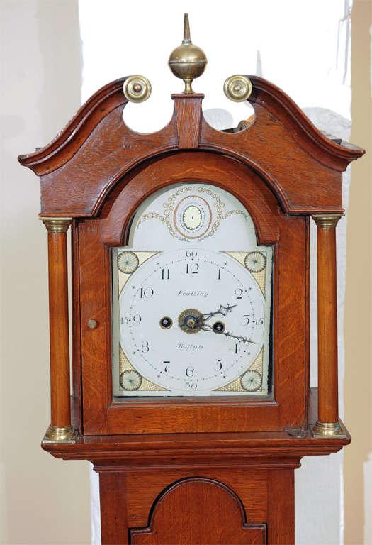 English Miniature Mahogany Long Case Clock Marked 