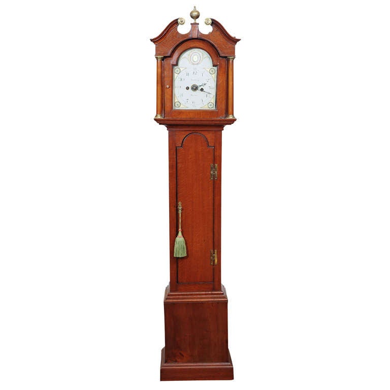 Miniature Mahogany Long Case Clock Marked "Peatling" For Sale