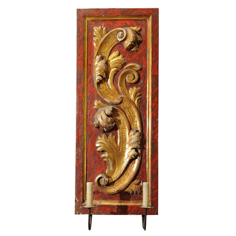 Large 19th Century Painted Wood Sconce For Sale