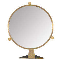 Art Deco Italian Bronze Vanity Mirror with Alabaster Detail