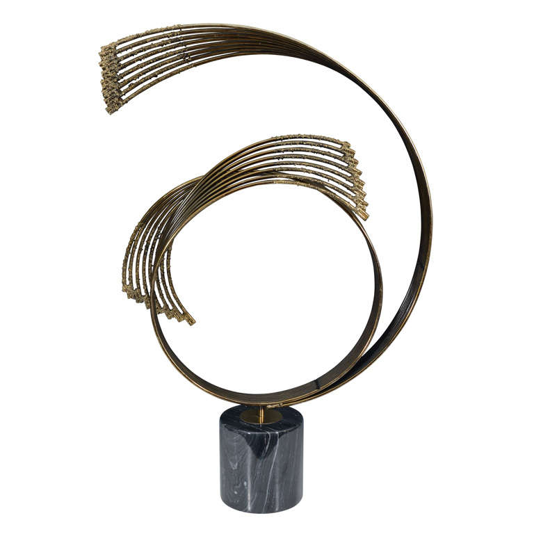 Mid-Century Brass and Marble "Spray" Sculpture by Curtis Jere For Sale