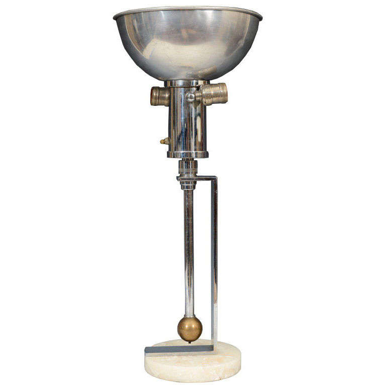  Amazing Rare Art Deco Nickel and Brass Lamp by Gilbert Rohde For Sale