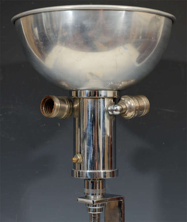  Amazing Rare Art Deco Nickel and Brass Lamp by Gilbert Rohde In Excellent Condition For Sale In Mount Penn, PA