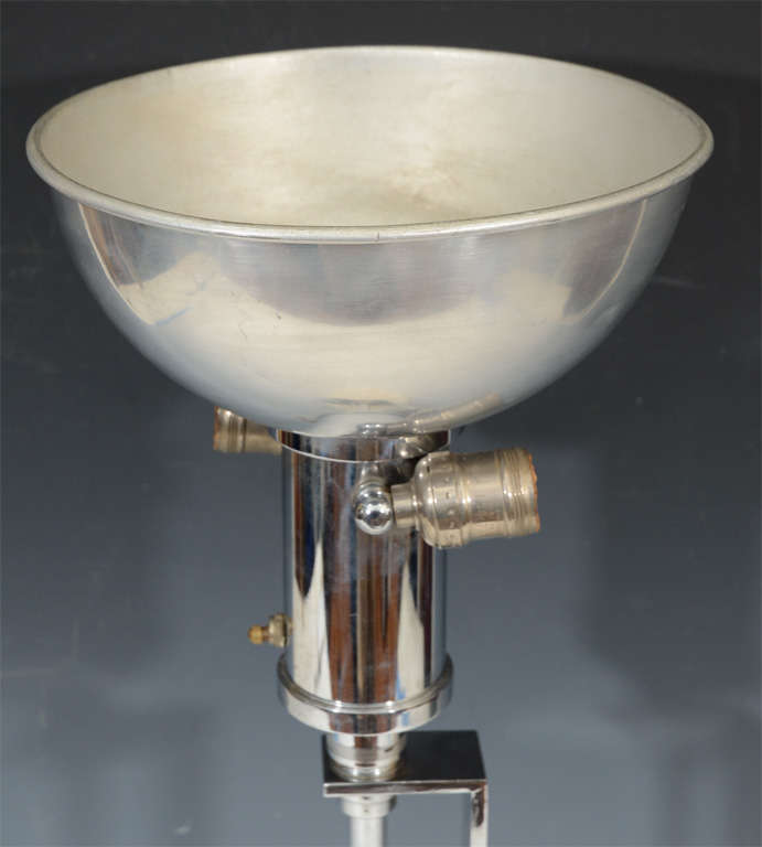  Amazing Rare Art Deco Nickel and Brass Lamp by Gilbert Rohde For Sale 3